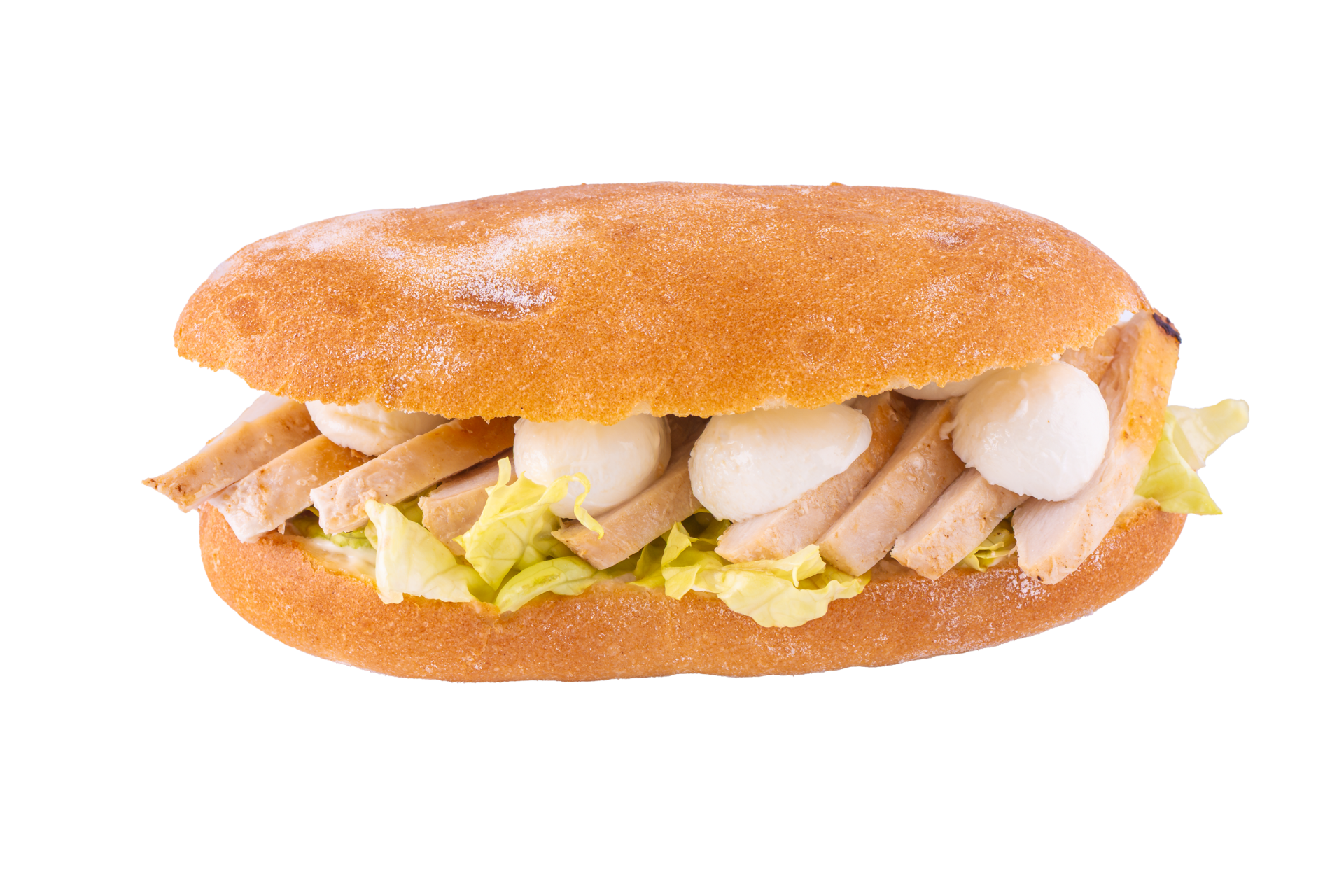 Ciabatta with roasted chicken and mozzarella