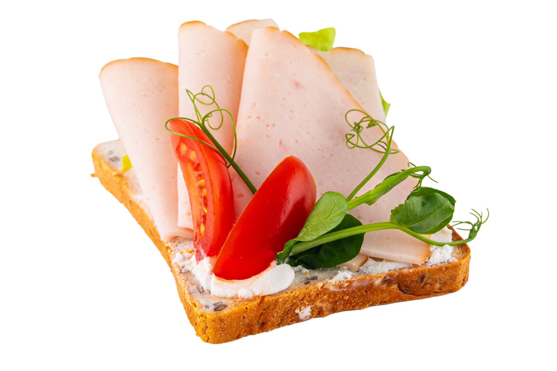 Open sandwich with turkey ham